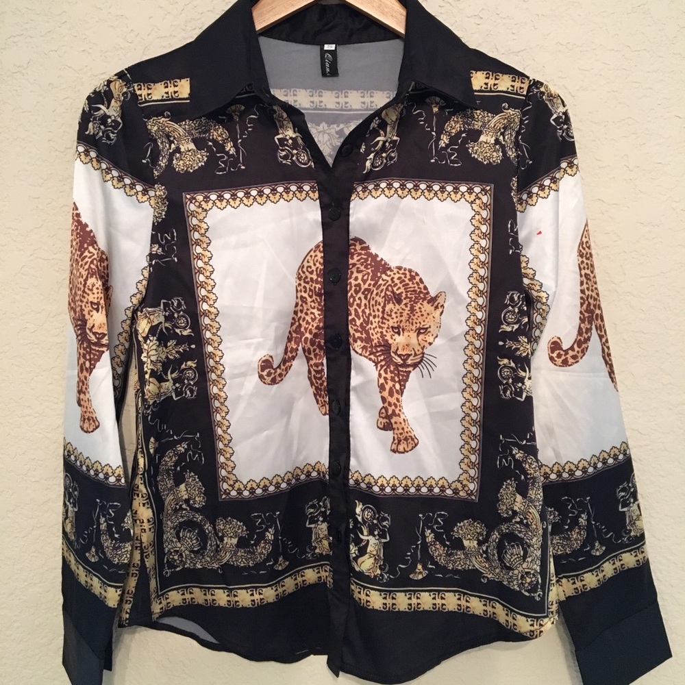 Leopard collared shirt